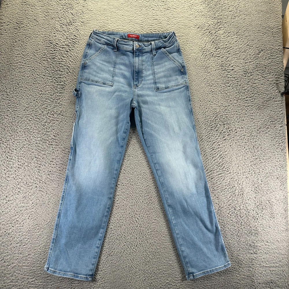 Guess Jeans Womens 30x29 Blue Cotton‎ Denim Carpenter Straight Faded Workwear